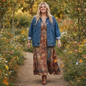 Maurices Womens Plus Size 2X Blue Casual Button Up Long Sleeve Denim Jean Jacket